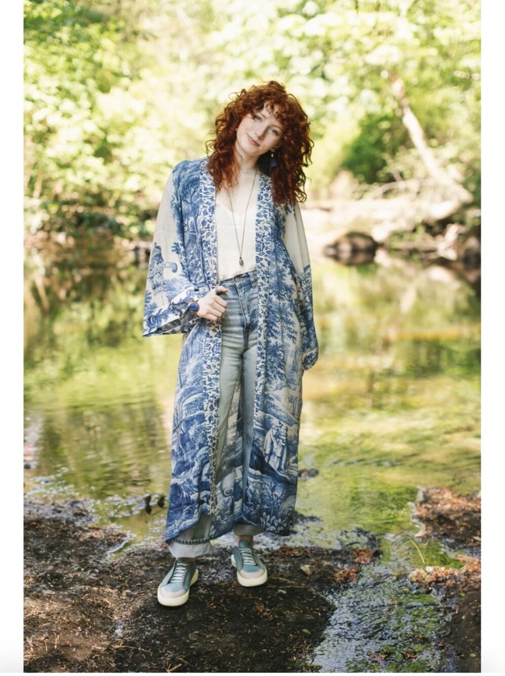 NWT MARKET OF STARS Opera Duster Bamboo Kimono Robe in Let the Light Flowy O/S - Picture 2 of 16